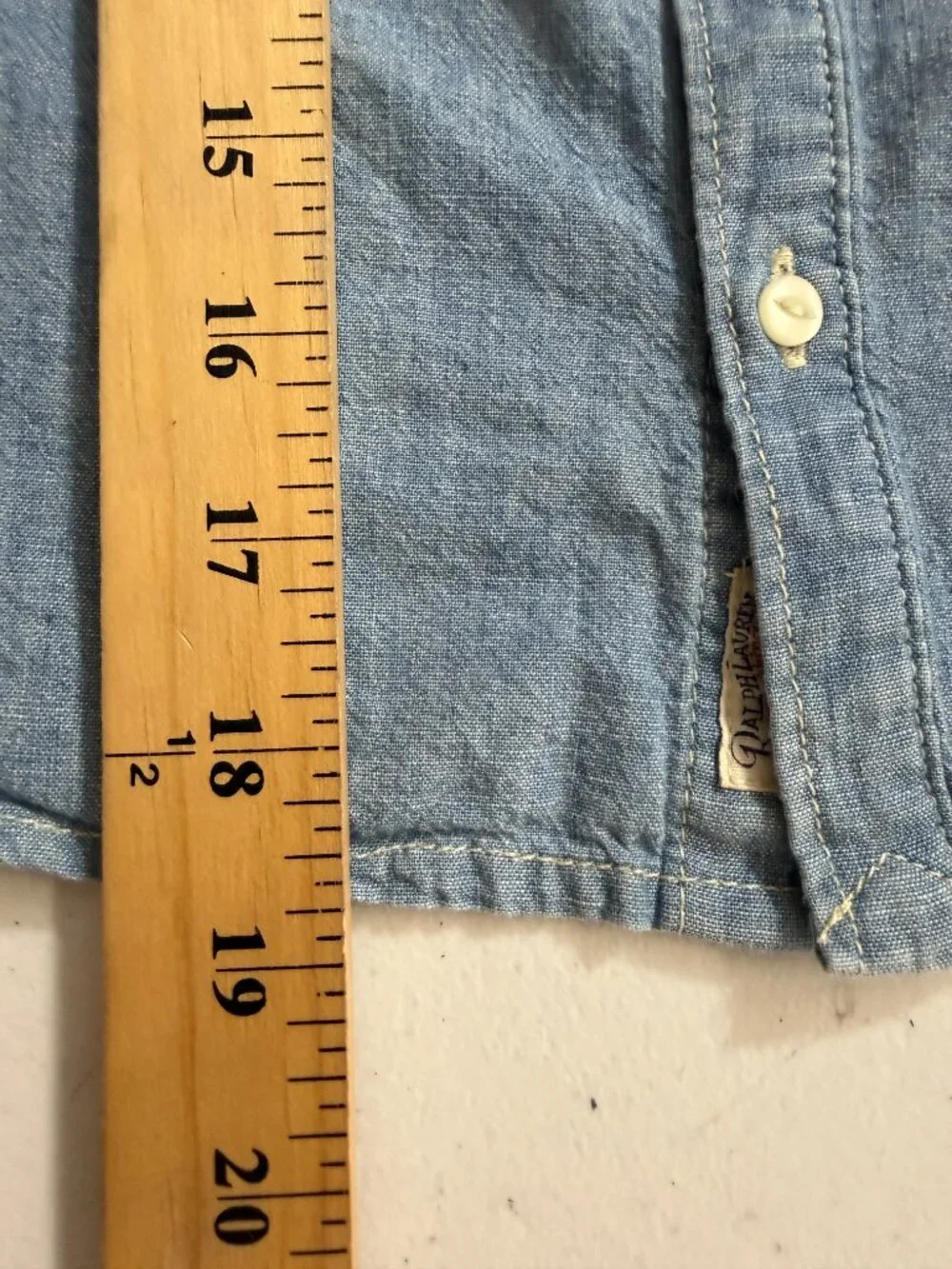Polo Ralph Lauren Girls Size 5 Chambray Pleated Tuxedo Button Down Shirt